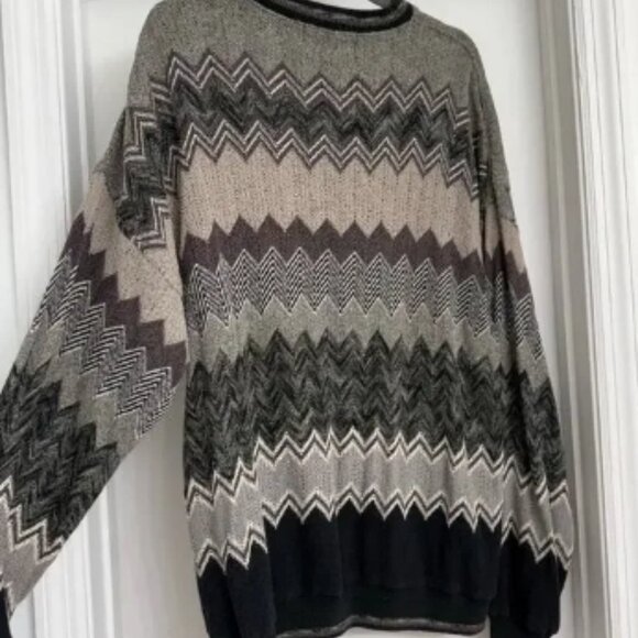 Tundra Canada VTG Coogi Style Sweater Geometric Grandpacore Cabincore Cosby XL - Picture 2 of 6